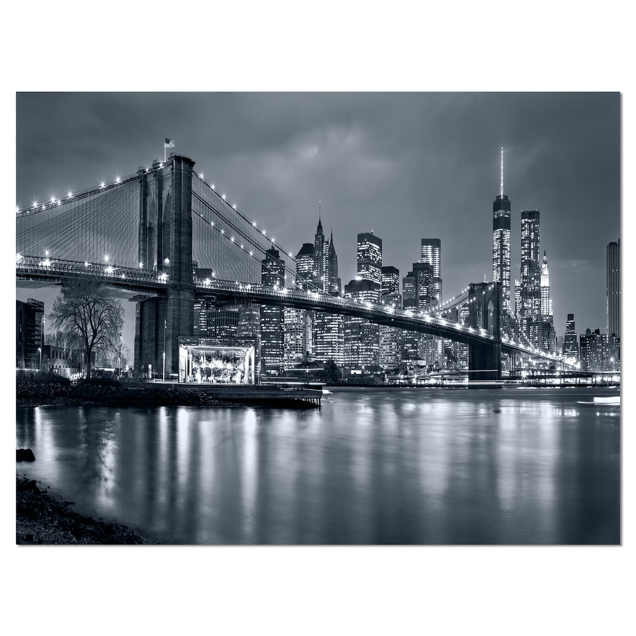 Designart - Panorama New York City at Night - Cityscape Canvas Print